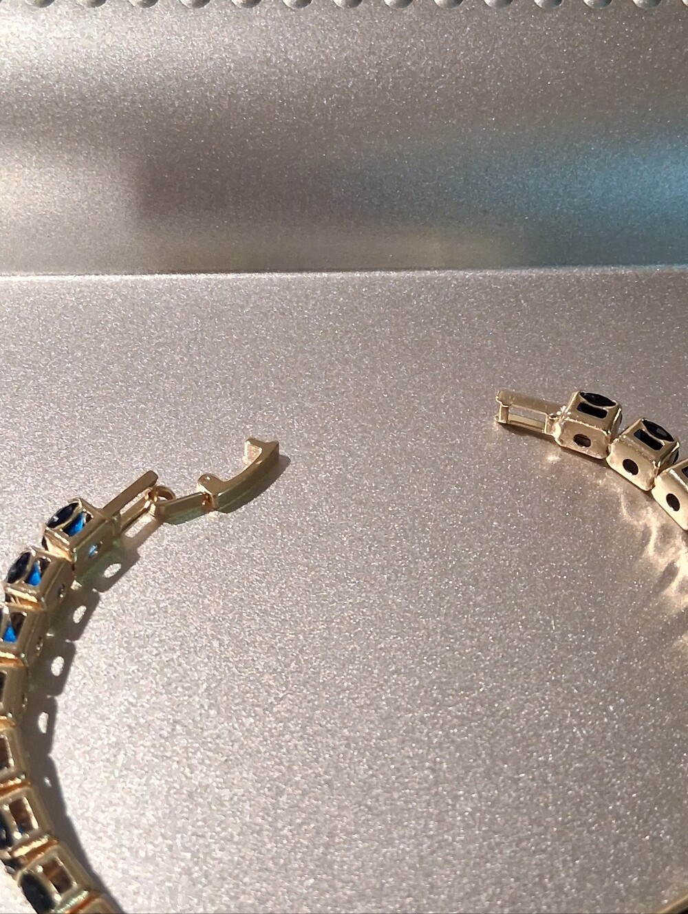 Gold Tennis Bracelet with Deep Blue Stones - Picture 3 of 5